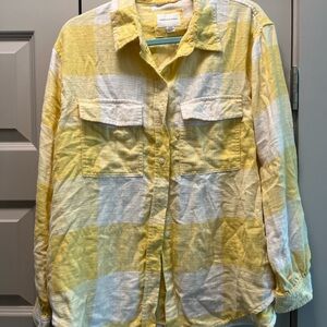 American Eagle Outfitters Yellow and White Checkered Flannel